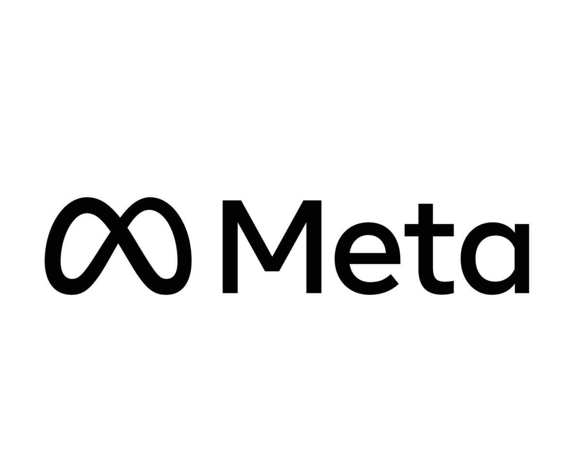 meta-social-media-logo-symbol-with-name-black-design-illustration-free-vector